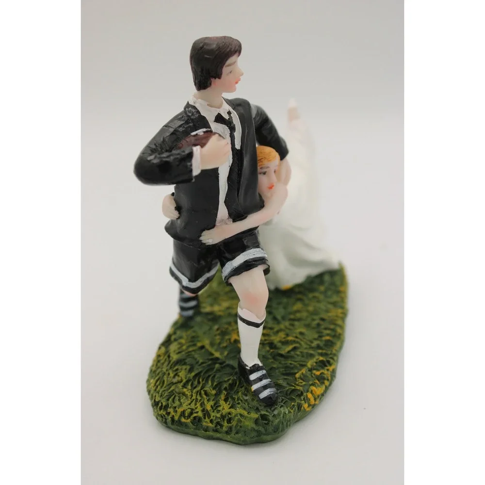 Riverbyland Funny Wedding Cake Topper Bride Groom Football Figurine 7